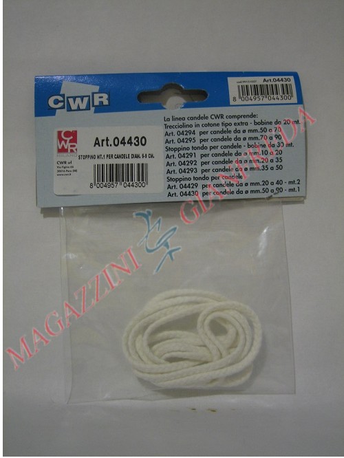 STOPPINO PER CANDELE DA 1 MT. PER CANDELE DAL Ø DA 5 - 10 CM.